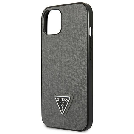 Guess Saffiano Triangle Logo Case - Cover for iPhone 13 mini (Silver)