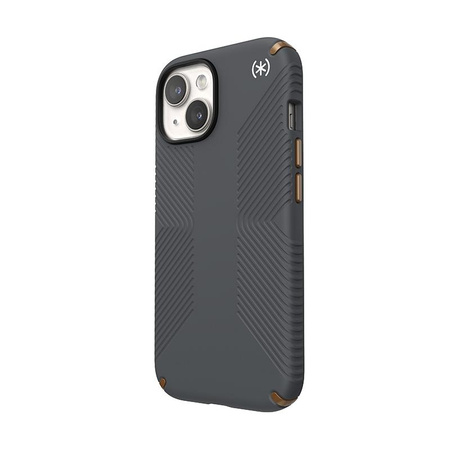 Speck Presidio2 Grip - Coque pour iPhone 15 (Gris anthracite / Bronze froid / Blanc)