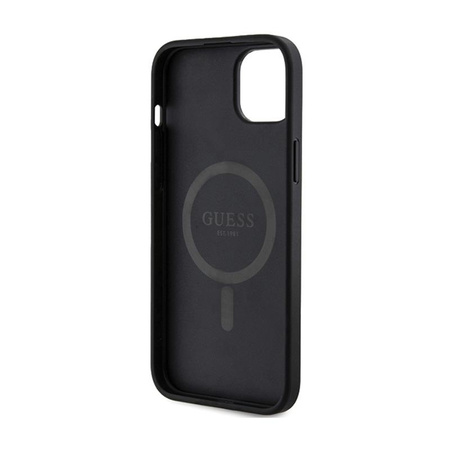 Guess 4G Collection bőr fém logós MagSafe - iPhone 15 / 14 / 13 tok (fekete)