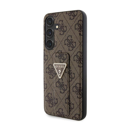 Guess Grip Stand 4G Triangle Strass Logo - Samsung Galaxy S24 Tasche (braun)