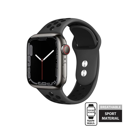 Crong Duo Sport - szíj Apple Watch 42/44/45/49 mm-es órához (szürke/fekete)