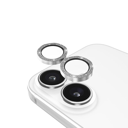 Case-Mate Aluminum Ring Lens Protector - Verre de protection pour l'objectif de l'appareil photo de l'iPhone 16 / iPhone 16 Plus (Twinkle)