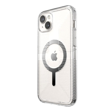 Speck Gemshell Grip + MagSafe - Tasche für iPhone 15 Plus / iPhone 14 Plus (Klar / Chrom)