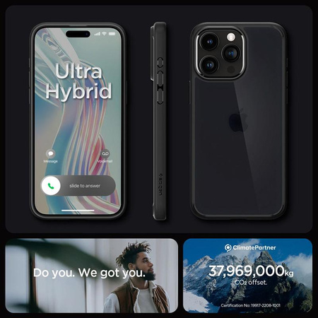 Spigen Ultra Hybrid - Schutzhülle für iPhone 15 Pro (Frost Black)