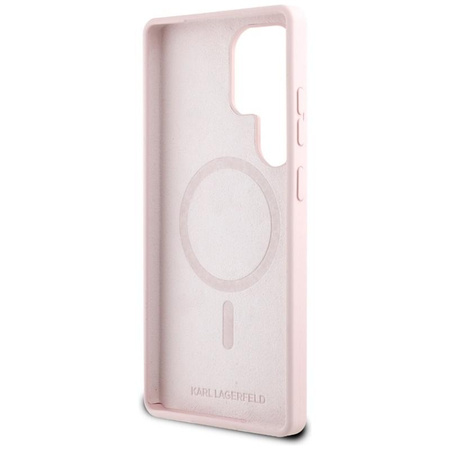 Karl Lagerfeld Silikon Doppelköpfe und Kreis MagSafe - Samsung Galaxy S25 Ultra Case (rosa)