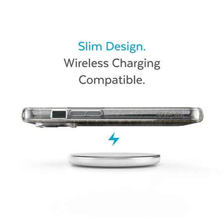 Speck Presidio Perfect-Clear mit Glitter - iPhone 14 / iPhone 13 Hülle mit MICROBAN Beschichtung (Klar / Gold Glitter)