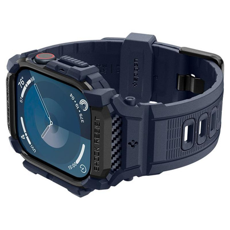 Spigen Rugged Armor Pro - Bracelet avec étui pour Apple Watch 10 46 mm (Bleu marine)