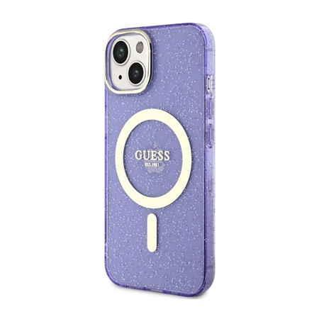 Guess Glitter Gold MagSafe - pouzdro pro iPhone 14 (fialové)