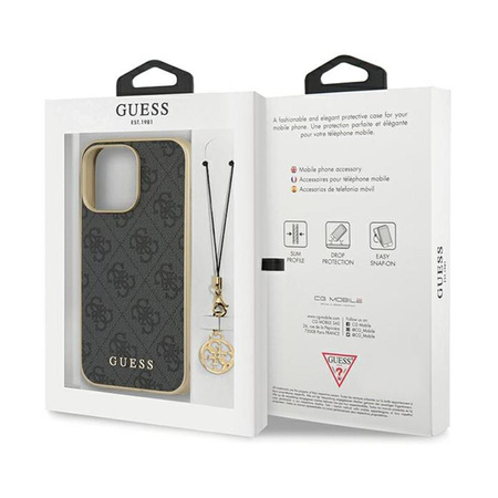 Guess 4G Charms Collection - Coque pour iPhone 14 Pro (gris)