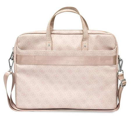Brašna na počítač Guess Saffiano 4G Triangle Logo - 16" brašna na notebook (růžová)