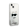 Karl Lagerfeld Liquid Glitter NFT Choupette Head - pouzdro pro iPhone 14 Plus (stříbrné)