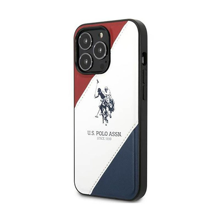 US Polo Assn Tricolor dombornyomott - iPhone 14 Pro tok (fehér)