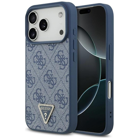 Guess Leather 4G Triangle Strass MagSafe - Case iPhone 17 Pro (Blue)