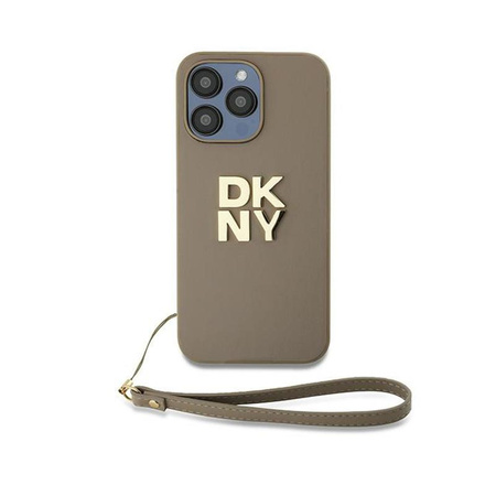 DKNY Wrist Strap Stock Logo - Hülle für iPhone 15 Pro (Beige)