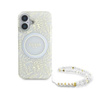 Guess IML Flowers Allover Electro avec sangle en perle Étui MagSafe - iPhone 16 Plus (blanc)