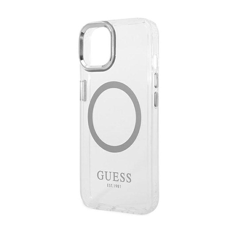 Guess Metal Outline MagSafe - pouzdro pro iPhone 14 (průhledné)