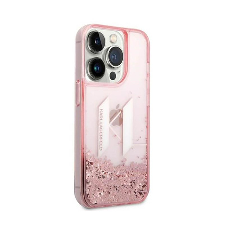 Karl Lagerfeld Liquid Glitter Big Logo tok - iPhone 14 Pro Max tok (rózsaszín)