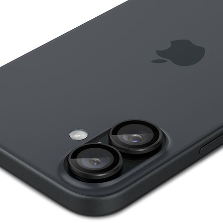Spigen Optik Pro GLAS.TR EZ Fit Camera Protector 2-Pack - Szkło ochronne na obiektyw do iPhone 17 / 16 / 16 Plus (2 szt) (Czarny)