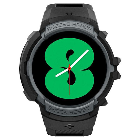 Spigen Rugged Armor Pro - szíj + tok Samsung Galaxy Watch 4 / 5 44 mm-es órához (grafit)