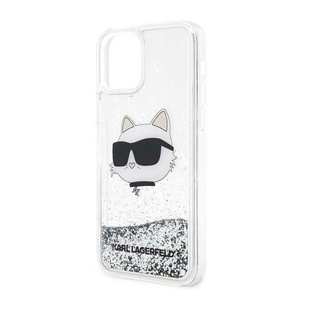 Karl Lagerfeld Liquid Glitter NFT Choupette Head - Coque iPhone 12 / iPhone 12 Pro (argent)