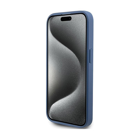 Guess 4G Bottom Stripe Metal Logo Collection - iPhone 15 Pro Max Case (blue)