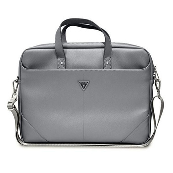 Guess Saffiano Dreieck Logo Computertasche - 16" Notebooktasche (silber)