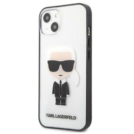 Karl Lagerfeld Ikonik Karl - Étui pour iPhone 13 mini (transparent / cadre noir)