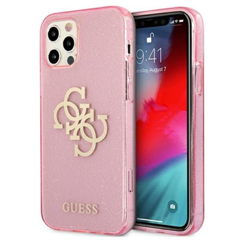 Guess Glitter 4G Big Logo - Etui iPhone 12 / iPhone 12 Pro (różowy)