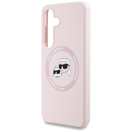Karl Lagerfeld Silicone Double Heads And Circle MagSafe - Hülle für Samsung Galaxy S25+ (Rosa)