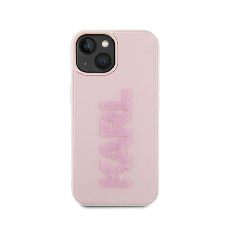 Karl Lagerfeld 3D Rubber Glitter Logo - Coque pour iPhone 15 Plus (rose)