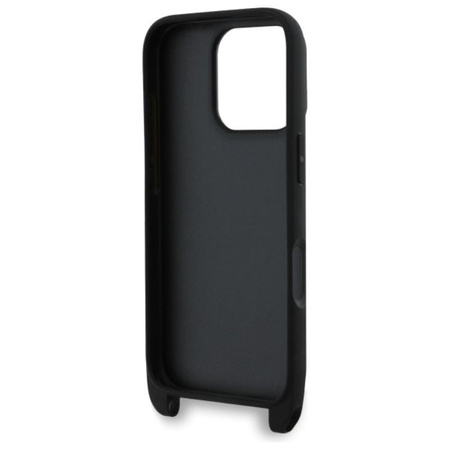 Karl Lagerfeld Saffiano Karl & Choupette fémtű CBDY szíj - iPhone 16 Pro tok (fekete)