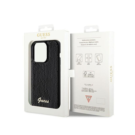 Guess Sequin Script Metal - iPhone 14 Pro Max tok (fekete)