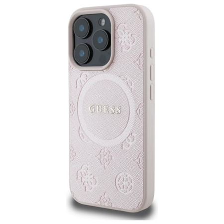 Guess Saffiano Pfingstrose Classic Logo MagSafe - iPhone 16 Pro Max Tasche (rosa)