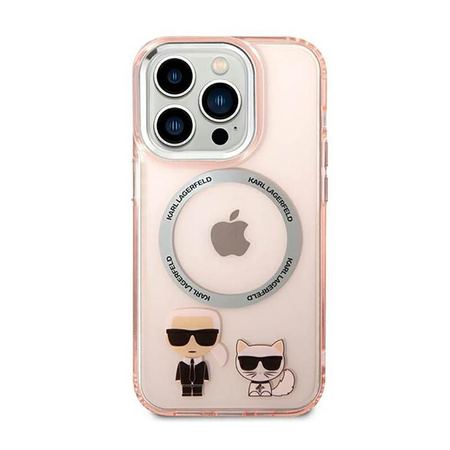 Karl Lagerfeld Karl&Choupette Aluminium MagSafe - Hülle für iPhone 14 Pro Max (Pink)