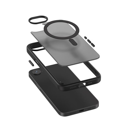 Crong Hybrid Frost MAG Cover - Hülle für iPhone 16e MagSafe (schwarz)