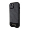 Guess 4G Bottom Stripe Metal Logo Collection - Coque pour iPhone 15 (gris)