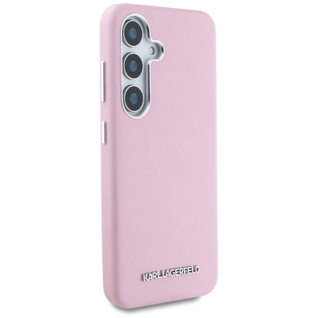 Karl Lagerfeld Saffiano Full Wrapped Elongated Metal Logo MagSafe - Case for Samsung Galaxy S25+ (pink)