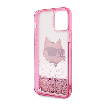 Karl Lagerfeld Liquid Glitter NFT Choupette Head - Hülle für iPhone 12 / iPhone 12 Pro (Pink)