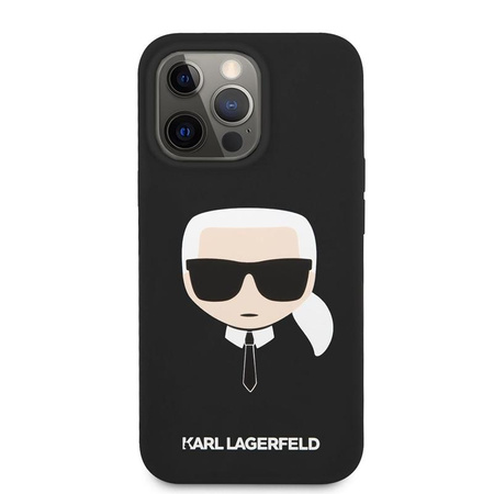 Silikonové pouzdro Karl Lagerfeld Iconic Karl`s Head - iPhone 13 Pro Max (černé)