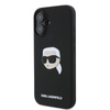 Karl Lagerfeld Silikonové pouzdro MagSafe s potiskem hlavy Karla - iPhone 16 (černé)