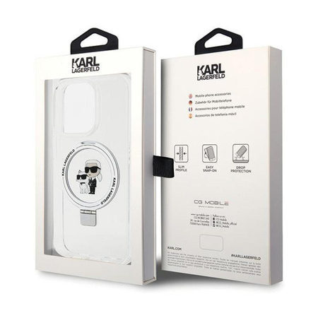 Karl Lagerfeld Ring Stand Karl & Choupette MagSafe - Etui iPhone 14 Pro (biały)