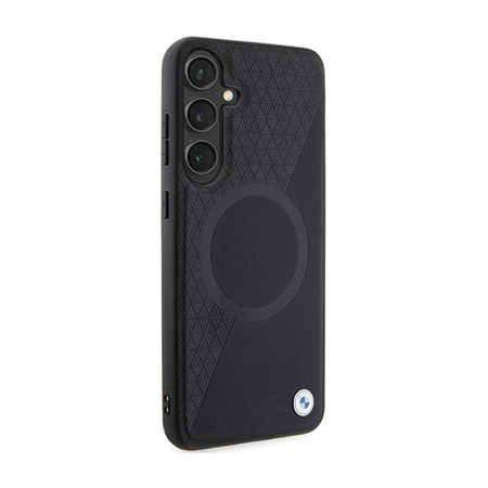 BMW Leather Half Textured & Circle MagSafe - Tasche für Samsung Galaxy S24+ (schwarz)