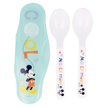 Mickey Mouse - Feeding spoon 2 pcs + case (Cool)