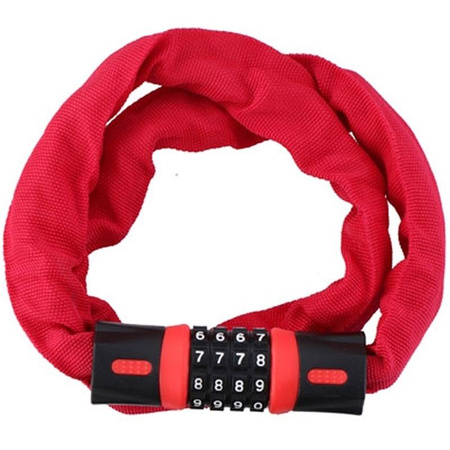 Dunlop - Bicycle chain lock with combination (Red)