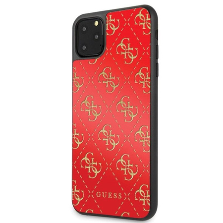 Guess 4G Double Layer Glitter Case - Coque iPhone 11 Pro Max (Rouge)