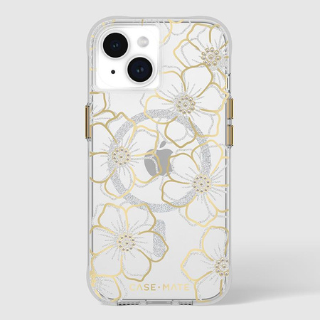 Pouzdro Case-Mate Floral Gems MagSafe - iPhone 15 (zlaté)