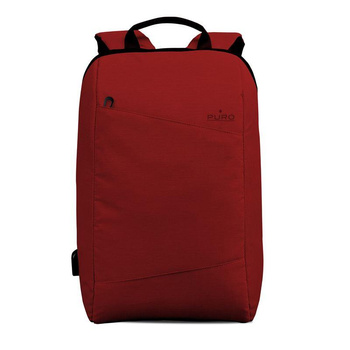PURO Byday - Rucksack mit externem USB-Anschluss für MacBook Pro 15" / Notebook 15.6" (rot)