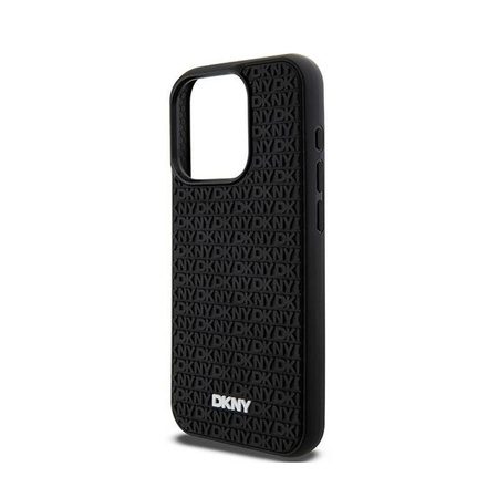 DKNY 3D Rubber Repeat Pattern - Hülle für iPhone 15 Pro (Schwarz)