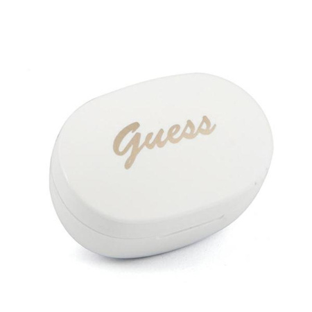 Guess Script Logo - TWS Casque Bluetooth + étui de chargement (blanc)