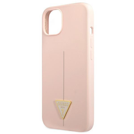 Silikonové pouzdro Guess s trojúhelníkovým logem - iPhone 13 (růžové)